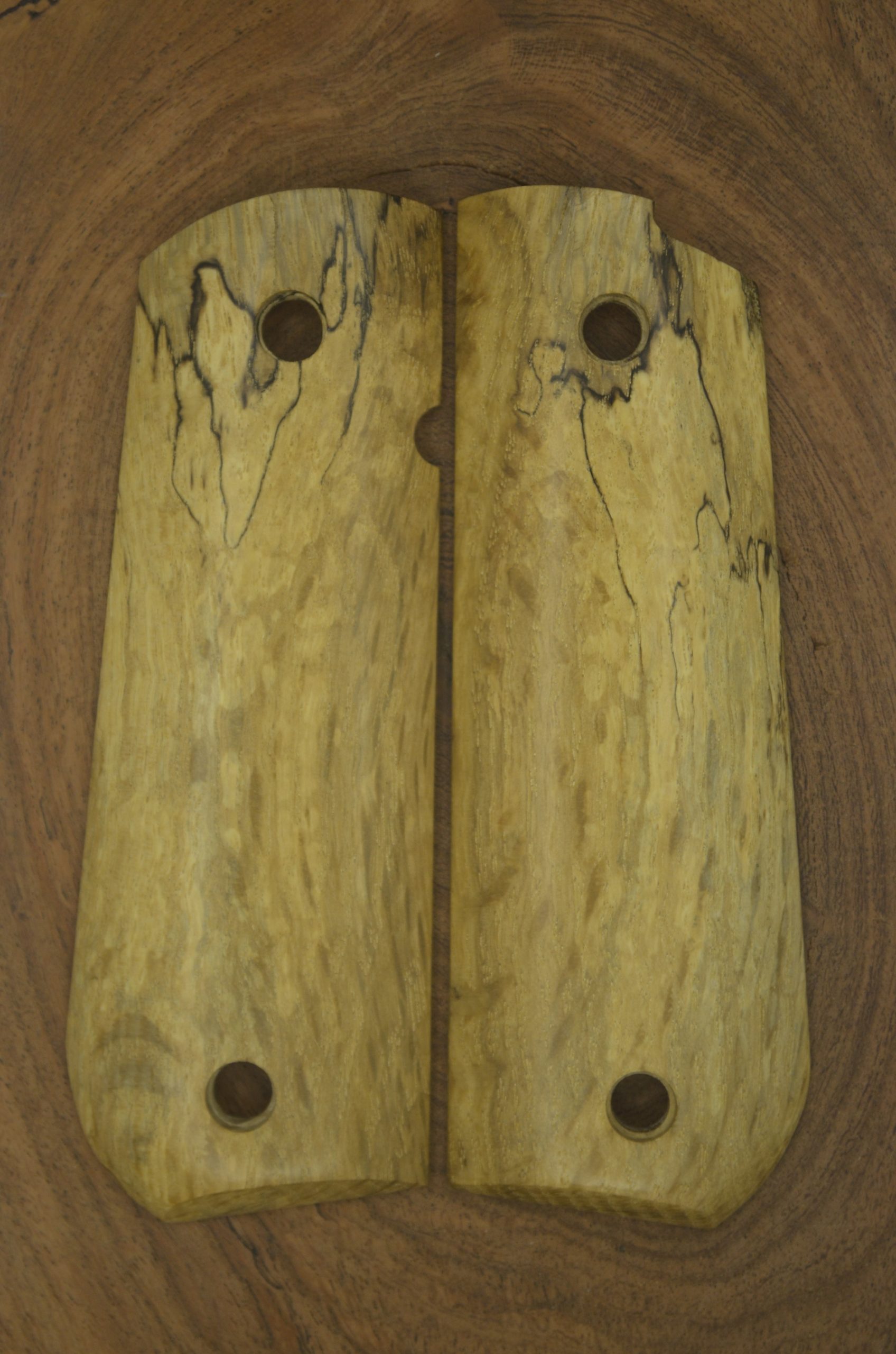 Spalted Texas pecan 1911 round butt