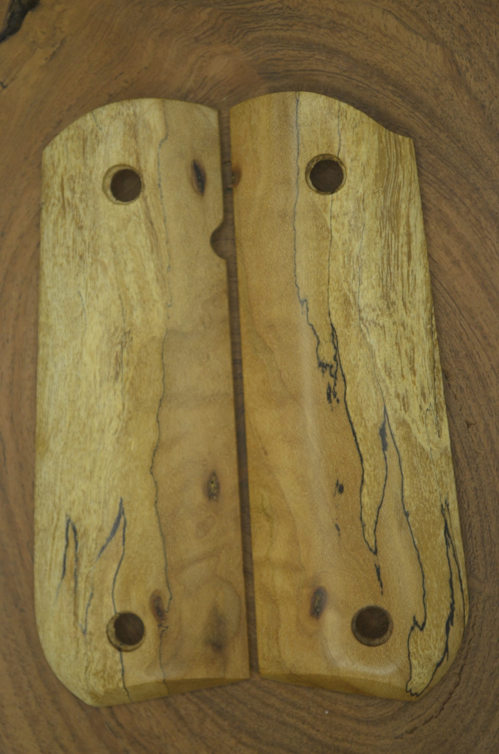 Spalted Texas pecan 1911 round butt