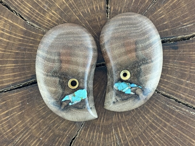 Walnut Bond arms grips with turquoise inlays