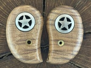 Bond arms tiger striped wood with silver Texas stars inlaid